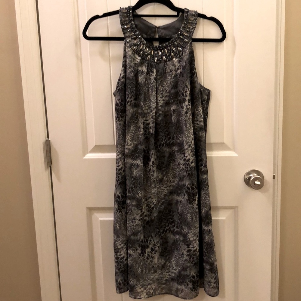 White House/Black Market snake skin print dress